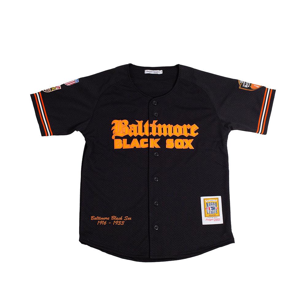 BALTIMORE BLACK SOX BUTTON DOWN BATTING PRACTICE JERSEY BLACK/ORANGE - Allstarelite.com