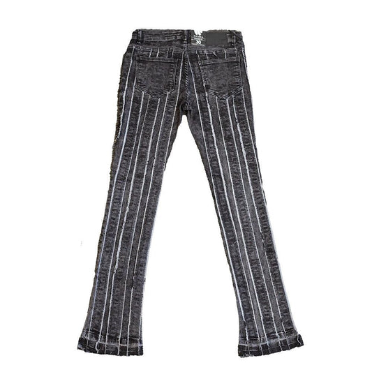 BLACK WASHED STRIPE STACKED DENIM - Allstarelite.com
