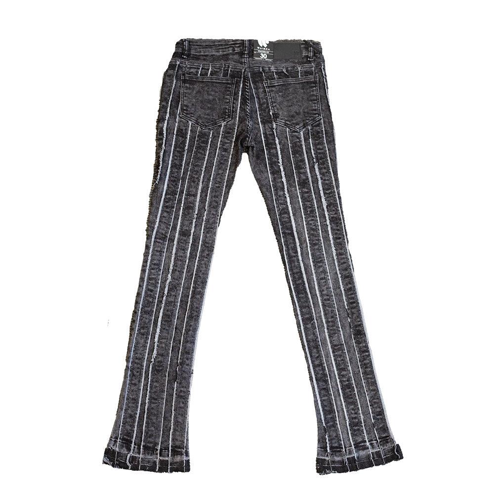 BLACK WASHED STRIPE STACKED DENIM - Allstarelite.com
