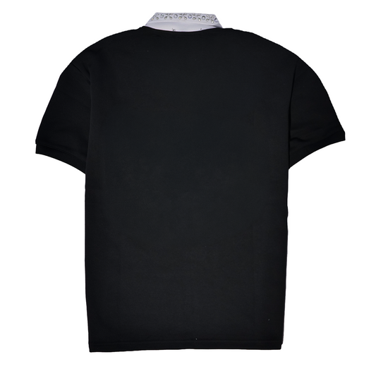 WATSON COLLAR EMBELLISHED BLACK POLO SHIRT