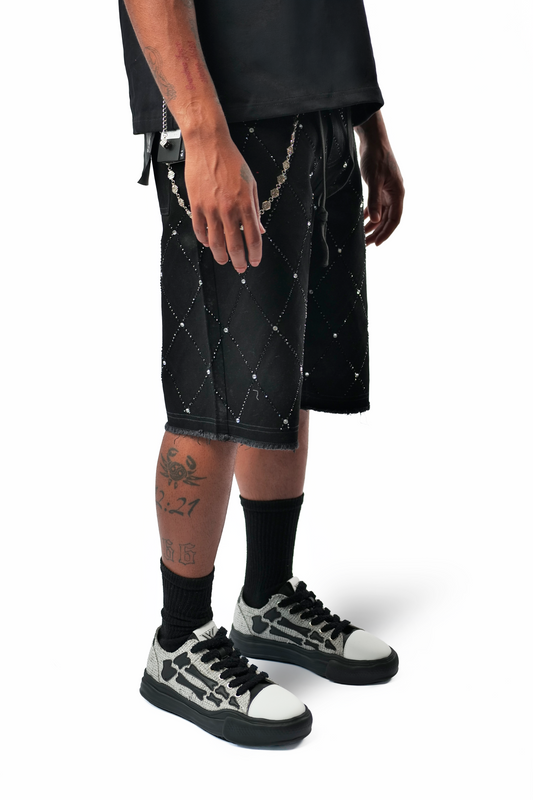 WATSON BLACK DIAMOND DENIM SHORTS