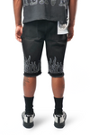 WATSON FLAME BLACK DENIM SHORTS