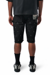 WATSON BLACK DIAMOND DENIM SHORTS