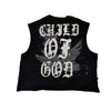 WATSON CHILD OF GOD CROSS RIVET BLACK CUTOFF TSHIRT