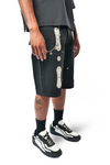 WATSON TWILL PATCH WITH EMBELLISHMENT BLACK DENIM SHORTS