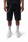 WATSON RHINESTONE SHOWER BLACK WASH DENIM SHORTS
