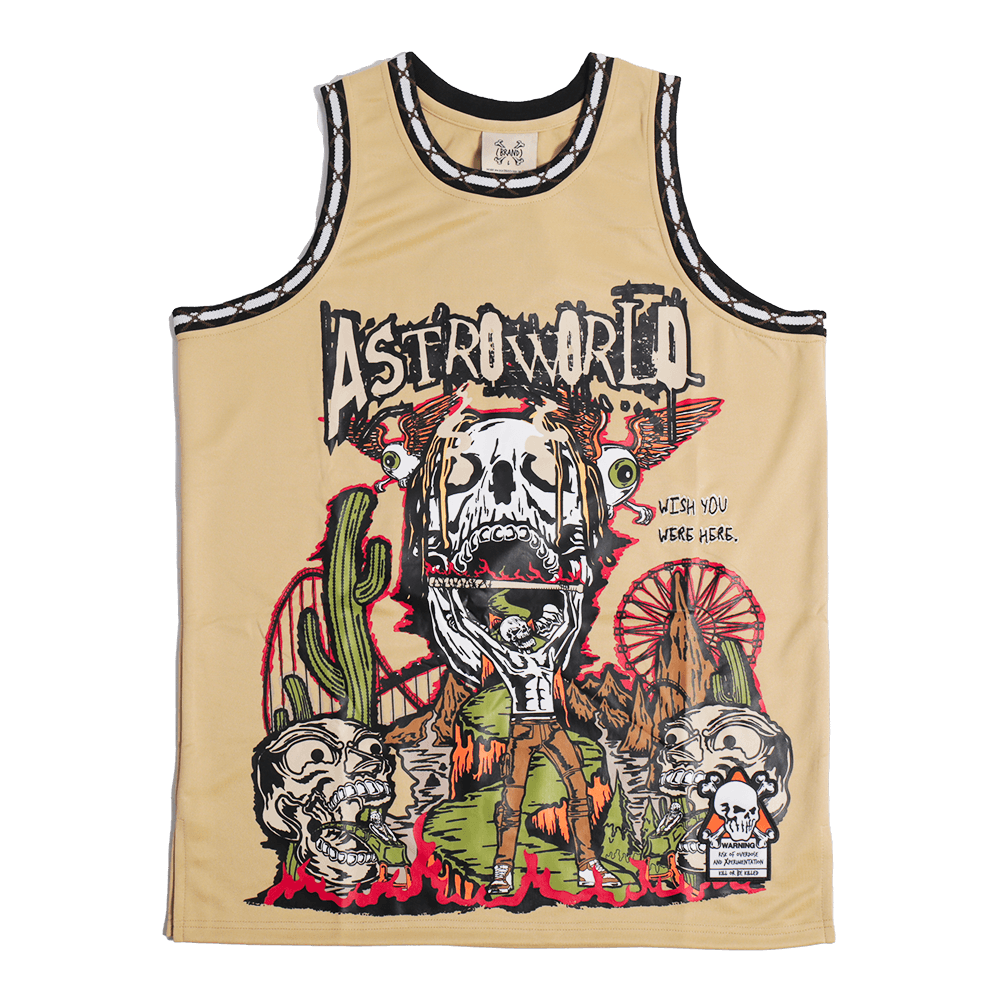 BRAND X ASTROWORLD TAN BASKETBALL JERSEY - Allstarelite.com