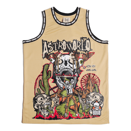 BRAND X ASTROWORLD TAN BASKETBALL JERSEY - Allstarelite.com