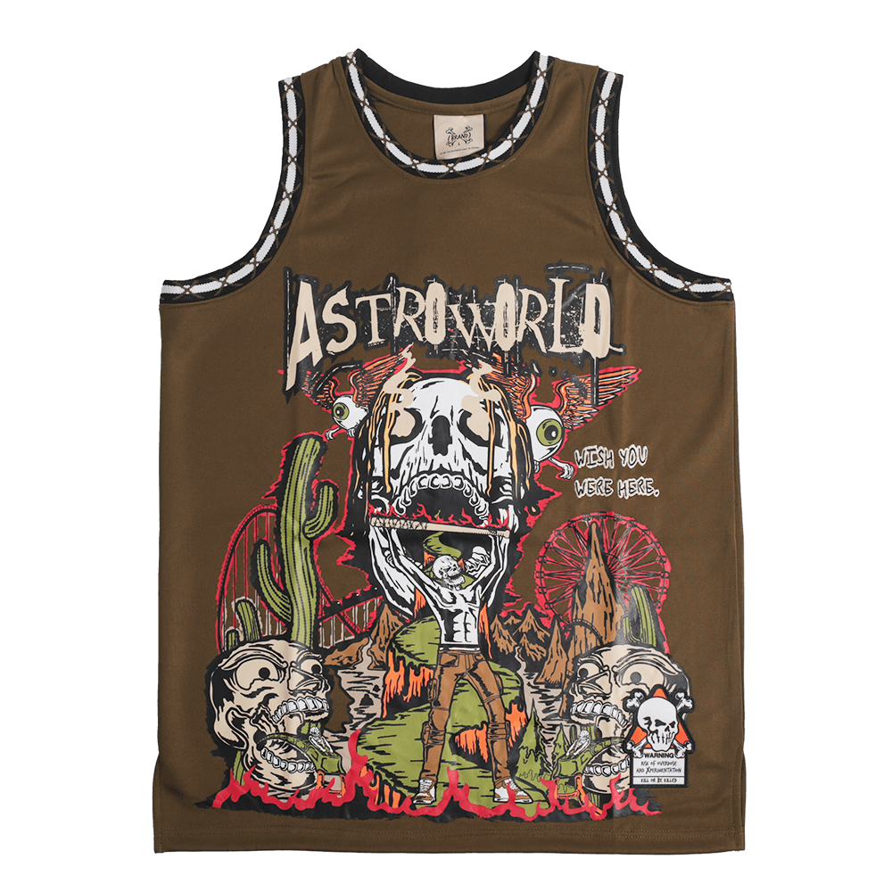 BRAND X ASTROWORLD YOUTH OLIVE BASKETBALL JERSEY - Allstarelite.com