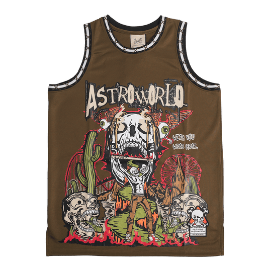BRAND X ASTROWORLD YOUTH OLIVE BASKETBALL JERSEY - Allstarelite.com