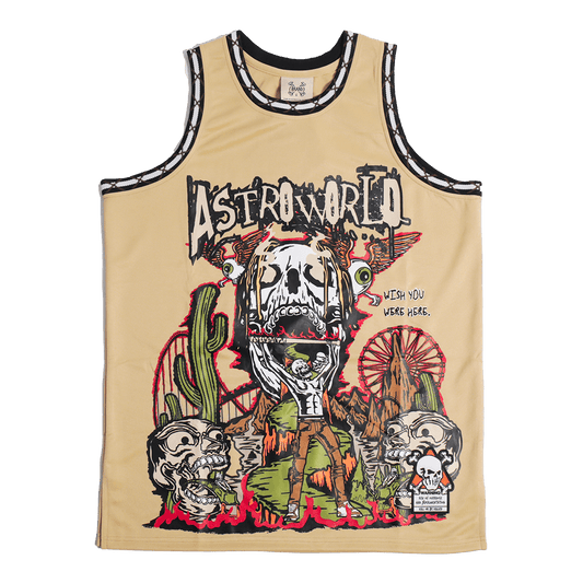 BRAND X ASTROWORLD YOUTH TAN BASKETBALL JERSEY - Allstarelite.com