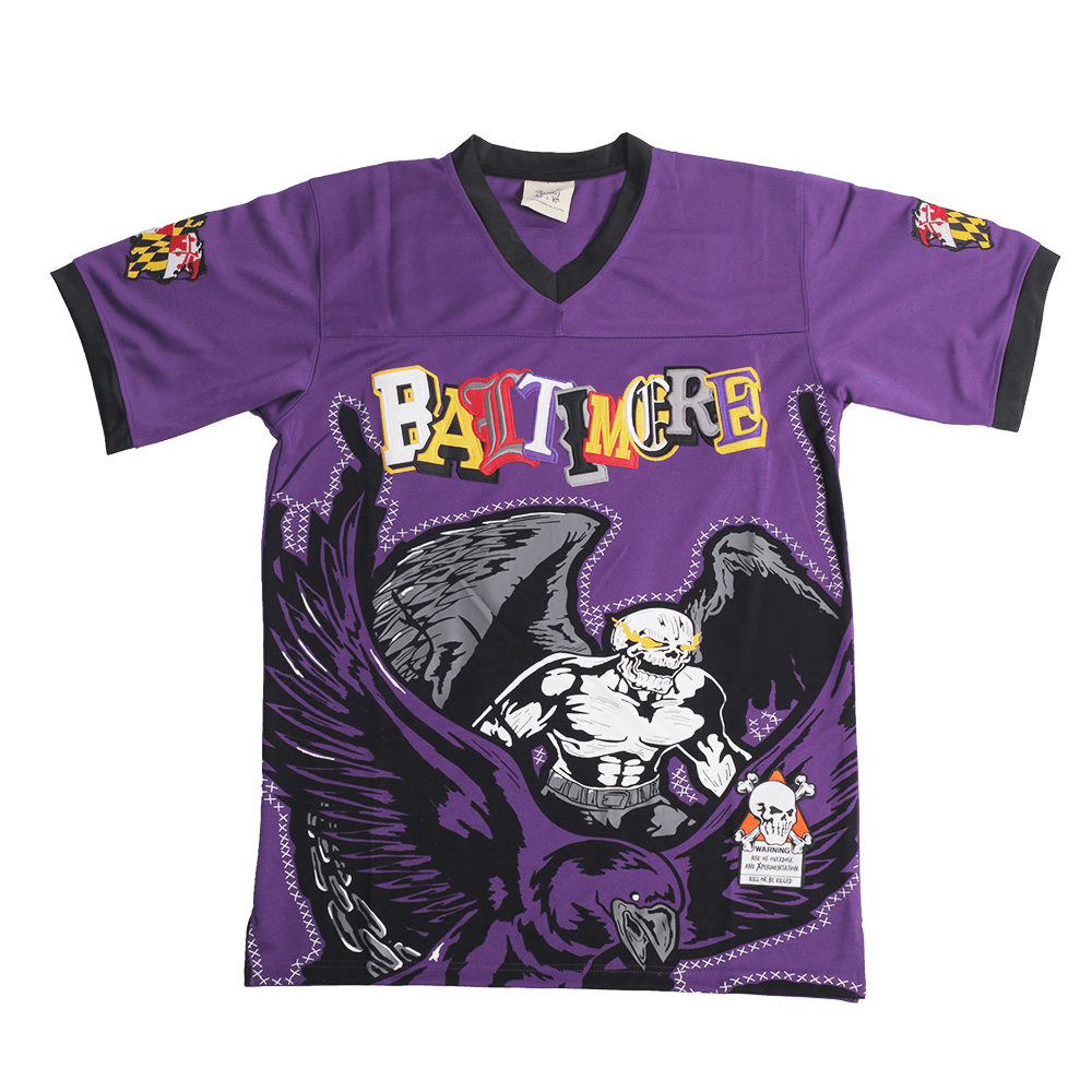 Brand X Baltimore Lamar Football Jersey (Purple), purple and black short-sleeve football jersey