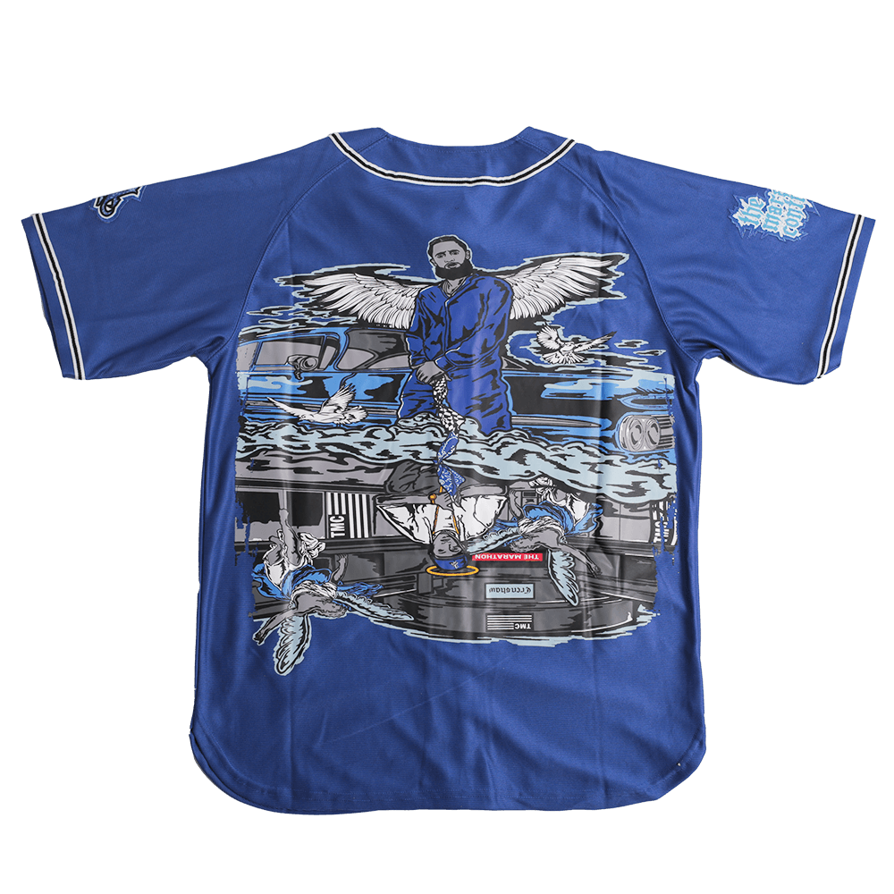 BRAND X THE MARATHON CONTINUES ROYAL BASEBALL JERSEY - Allstarelite.com