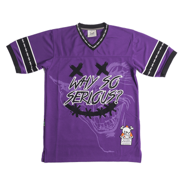 BRAND X WHY SO SERIOUS JOKER PURPLE FOOTBALL JERSEY - Allstarelite.com