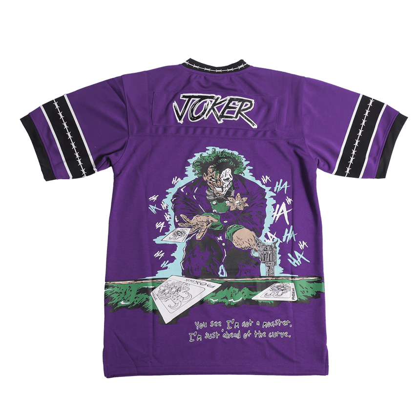 BRAND X WHY SO SERIOUS JOKER PURPLE YOUTH FOOTBALL JERSEY - Allstarelite.com