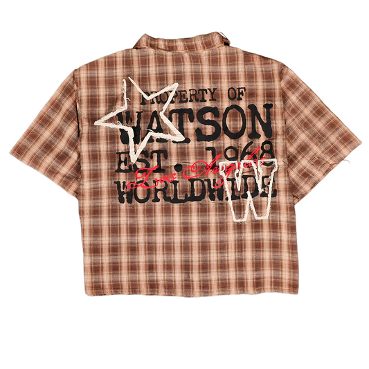 WATSON PROPERTY OF WATSON RUST SHORT SLEEVE FLANNEL SHIRT