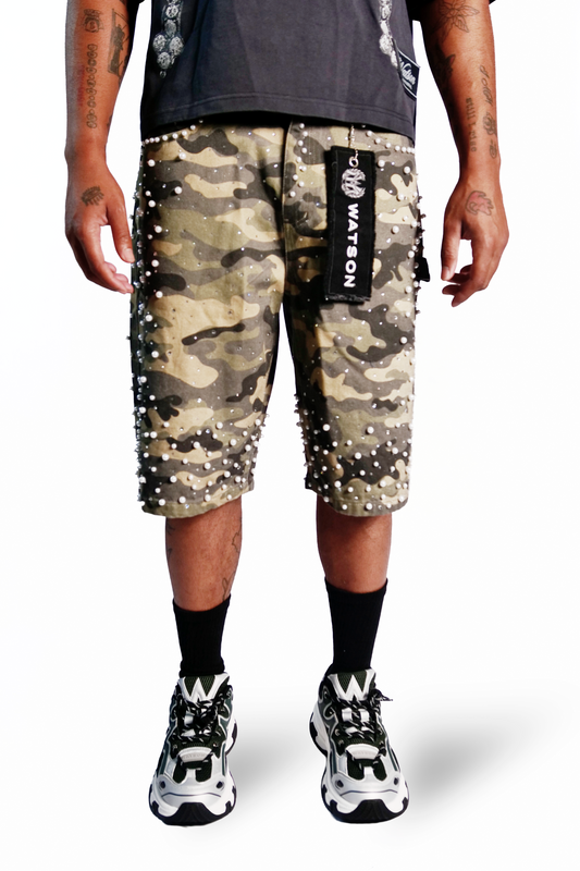 WATSON PEARL CAMO DENIM SHORTS