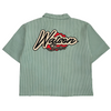 WATSON MULTI APPLIQUE PATCHWORK GREEN PINSTRIPE BUTTON DOWN SHIRT