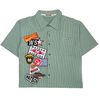 WATSON MULTI APPLIQUE PATCHWORK GREEN PINSTRIPE BUTTON DOWN SHIRT