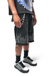WATSON FLAME BLACK DENIM SHORTS