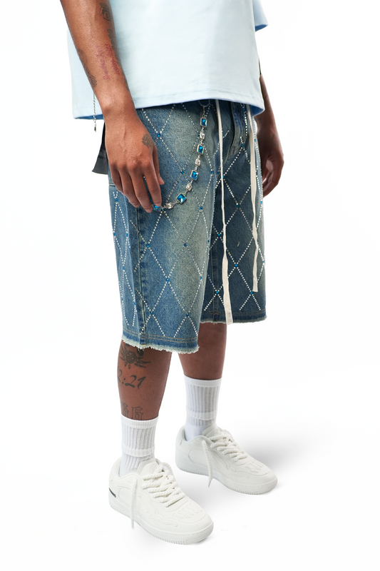 WATSON PURPLE DIAMOND MEDIUM WASH DENIM SHORTS
