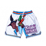 DONT BE A MENACE BASKETBALL SHORTS (WHITE)