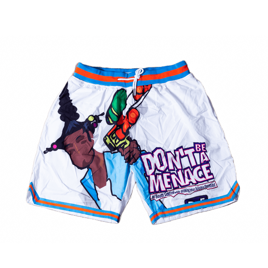 DONT BE A MENACE BASKETBALL SHORTS (WHITE)