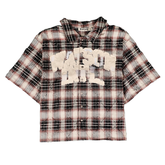 WATSON INTERNATIONAL ANYTHING IS POSSIBLE BROWN SHORT SLEEVE FLANNEL SHIRT