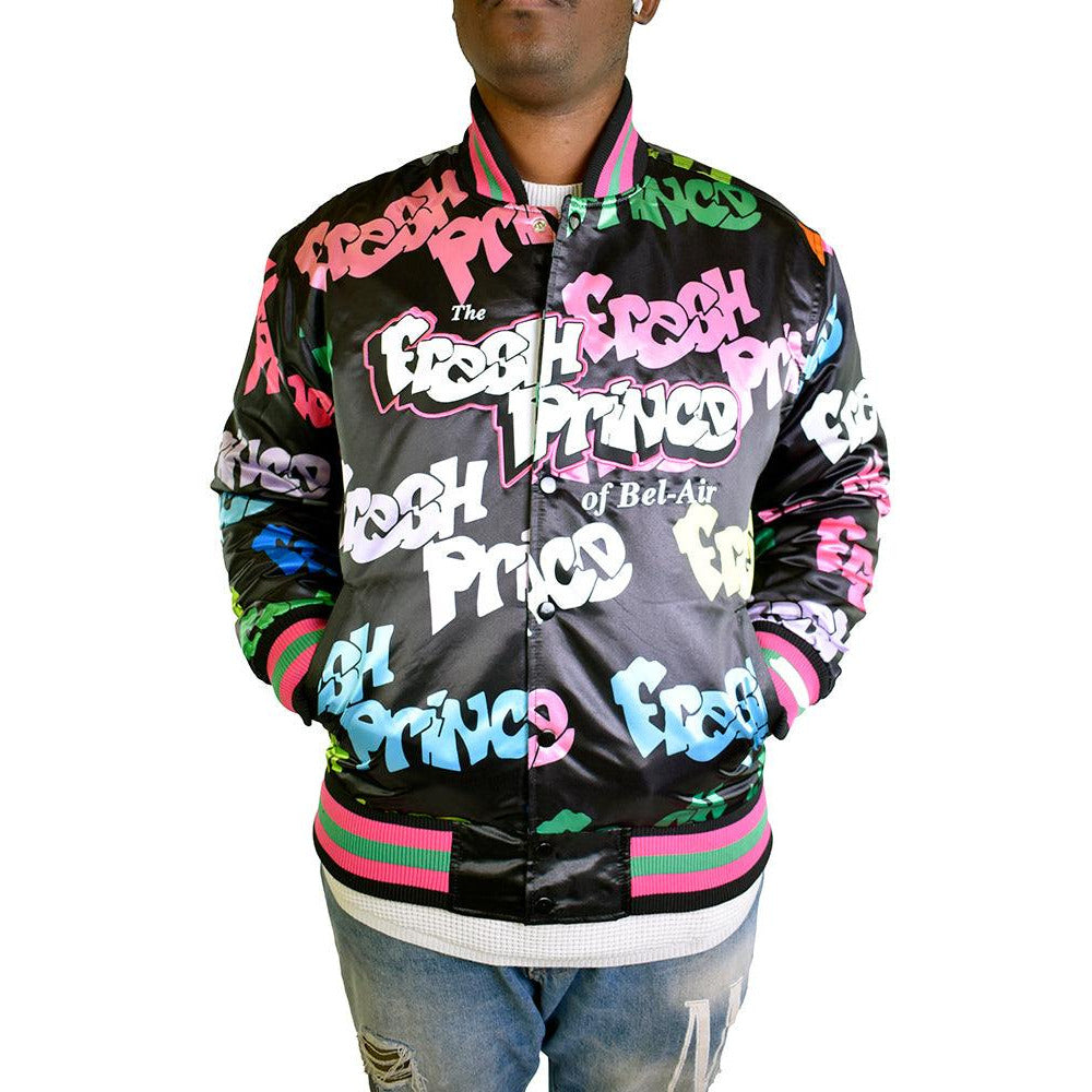 FRESH PRINCE GRAFFITI BLACK SATIN JACKET - Allstarelite.com