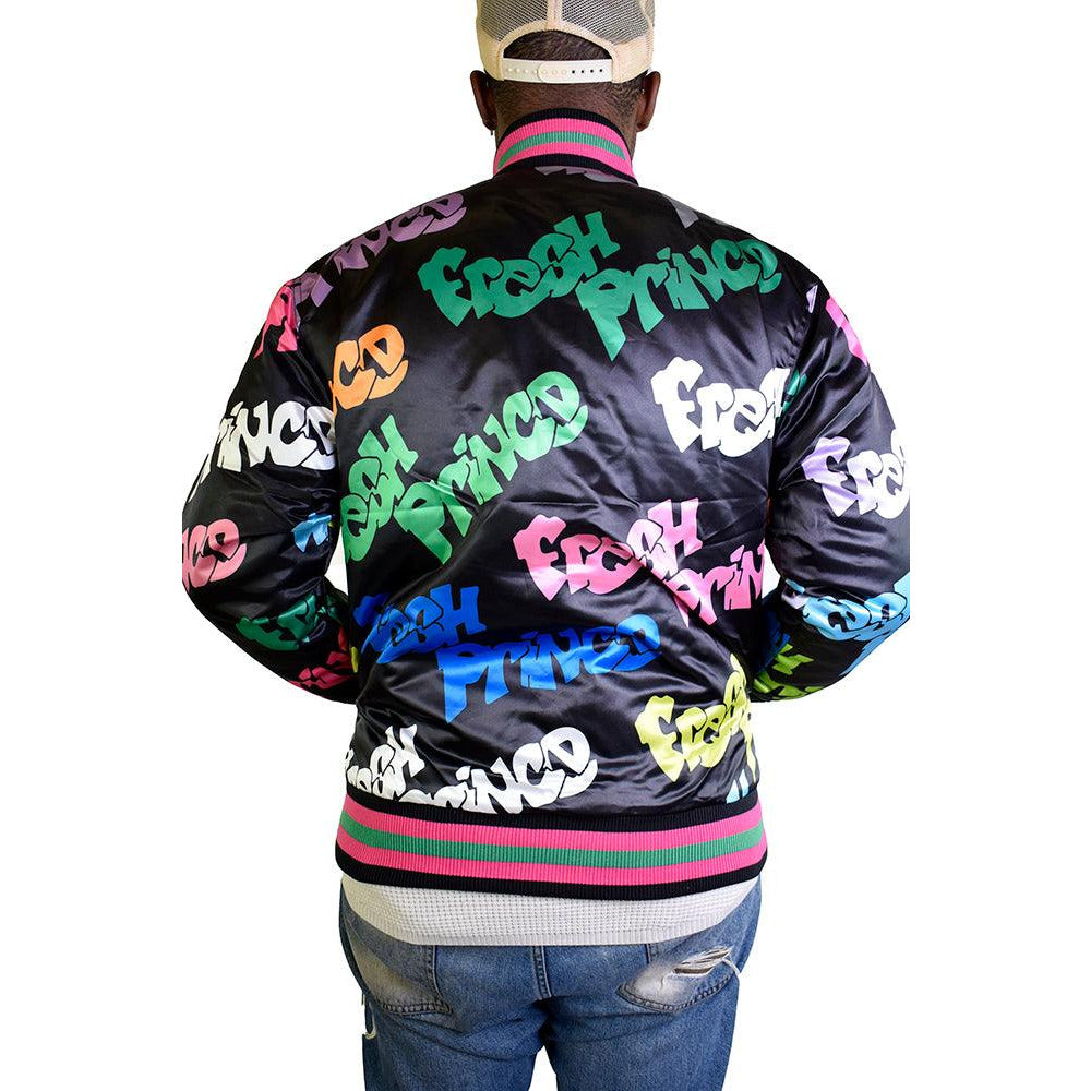 FRESH PRINCE GRAFFITI BLACK SATIN JACKET - Allstarelite.com
