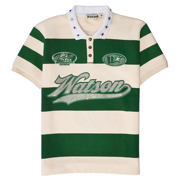 SHORT SLEEVE RUGBY POLO (CREAM/GREEN)