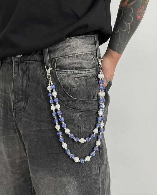 Crystal Purple & Silver Pant Chain