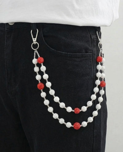 Crystal Red & Silver Pant Chain