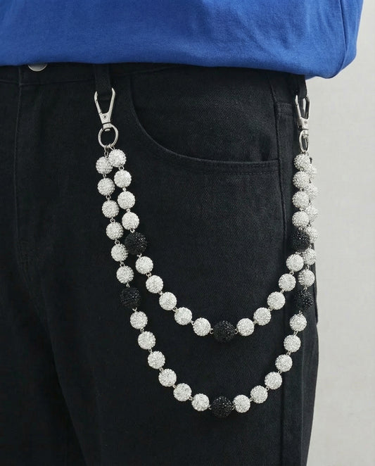 Crystal Black & Silver Pant Chain