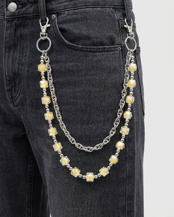Yellow Glass Pant Chain