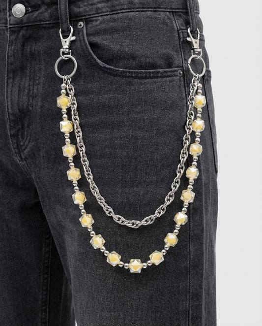 Yellow Glass Pant Chain