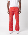 CROSS RHINESTONE DENIM PANTS (RED)