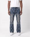 CROSS RHINESTONE DENIM PANTS (BLUE)