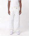 WATSON DENIM PANTS WITH BLACK PEARLS (WHITE)