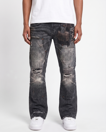 BAGGY BLACK CARPENTER ATTACHMENT WATSON DENIM PANTS