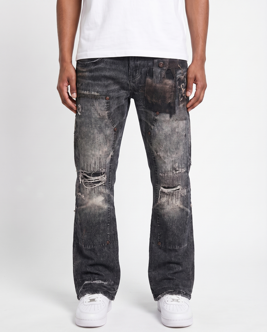 BAGGY BLACK CARPENTER ATTACHMENT WATSON DENIM PANTS