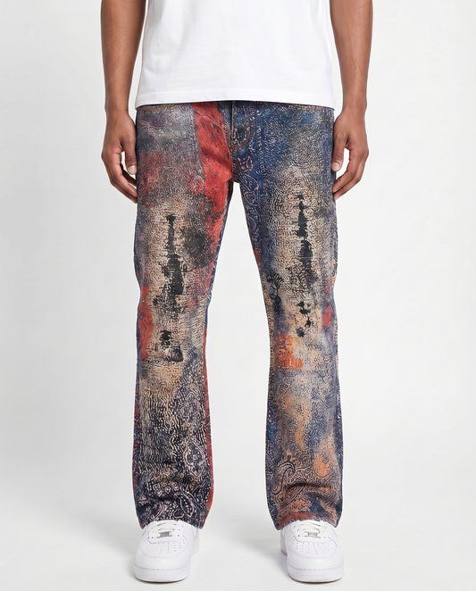 BAGGY GREY/PINK DISTRESSED WATSON DENIM PANTS