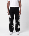 SKELETON STACKED DENIM PANTS (BLACK)