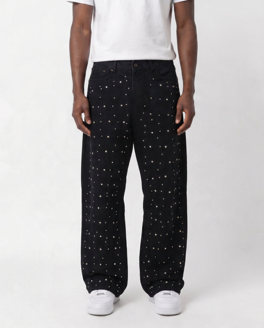 WATSON DENIM PANTS WITH PEARLS (BLACK)