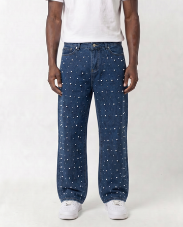 WATSON DENIM PANTS WITH PEARLS (NAVY)