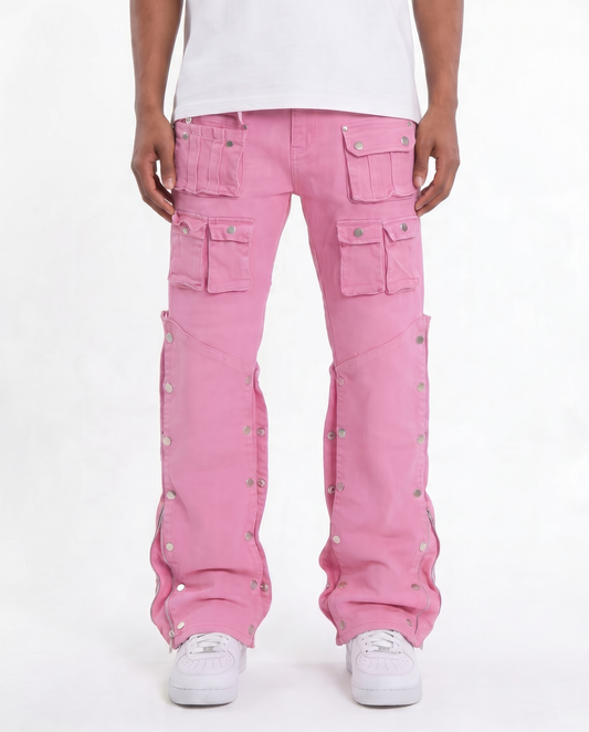 WATSON DENIM PANTS WITH WHITE PEARLS (PINK)