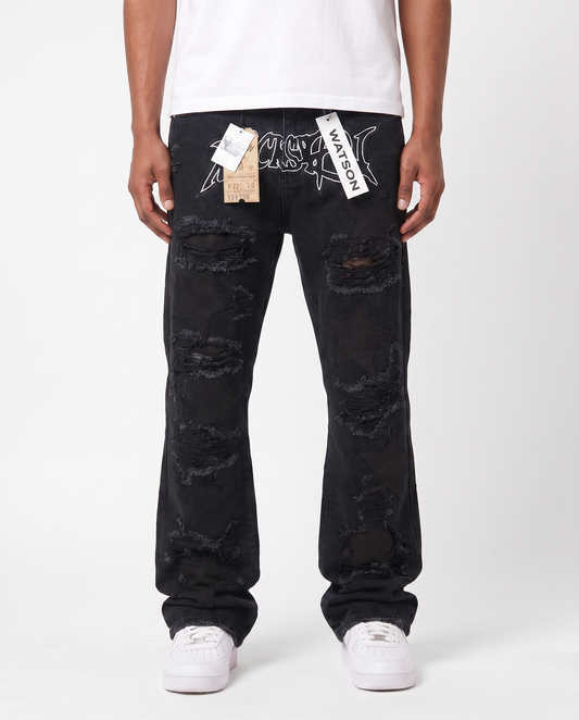 BLACK ROCKSTAR DISTRESSED WATSON DENIM