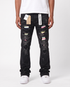 BLACK DISTRESSED MULTI RIP WATSON DENIM