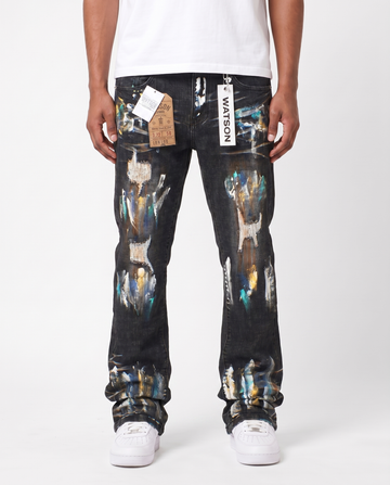 BLACK PAINT SPLATTER WATSON DENIM