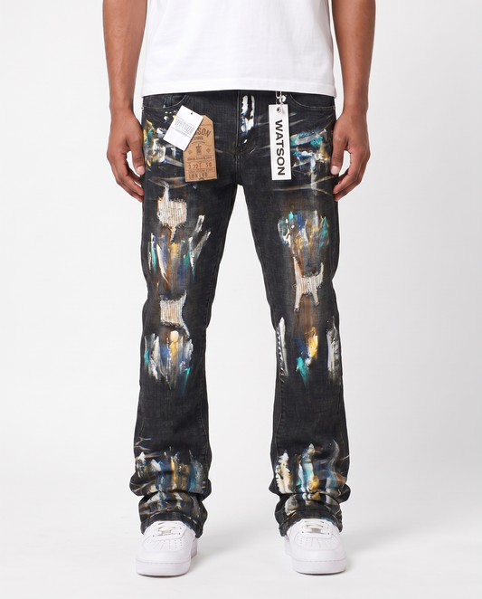 BLACK PAINT SPLATTER WATSON DENIM